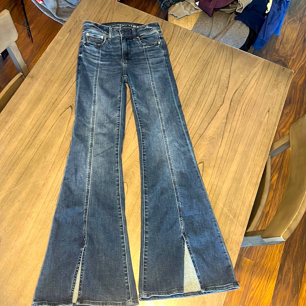 Like new 00 flare jeans with front ankle slit